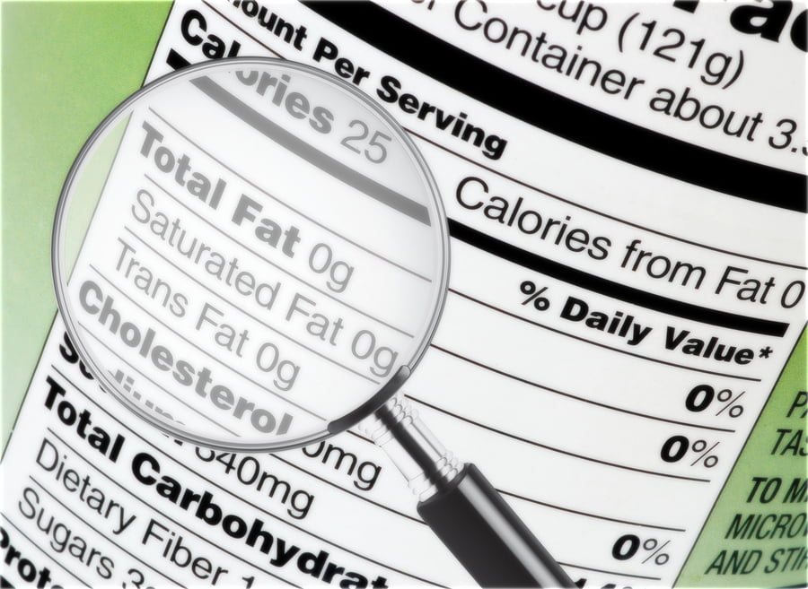 Nutrition facts label