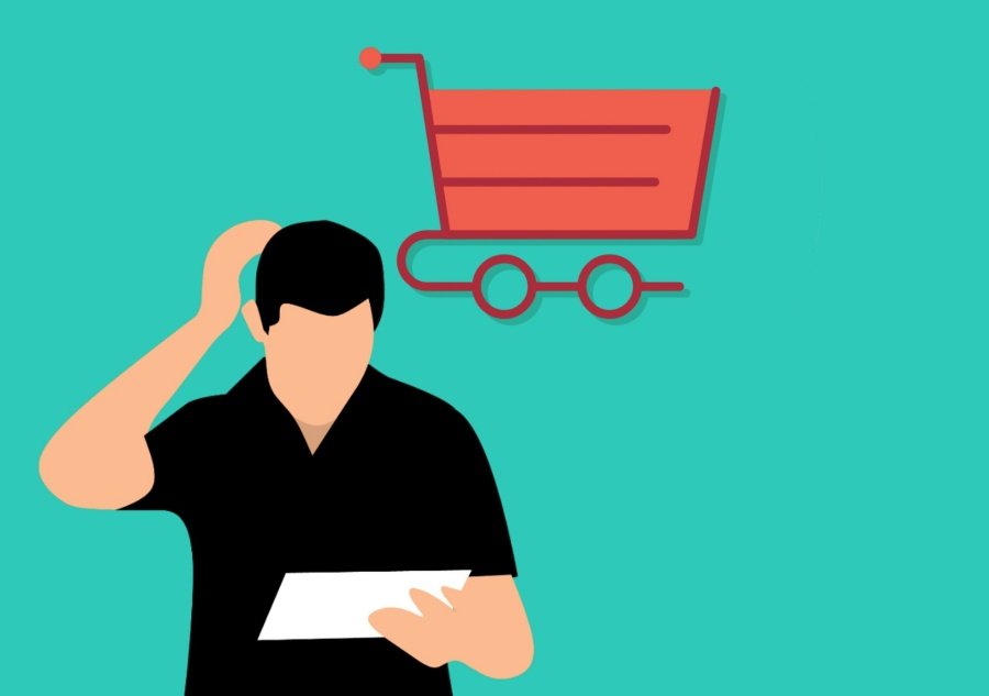 Easy Return Labels. Cartoon drawing of man scratching his head while holding a piece of paper