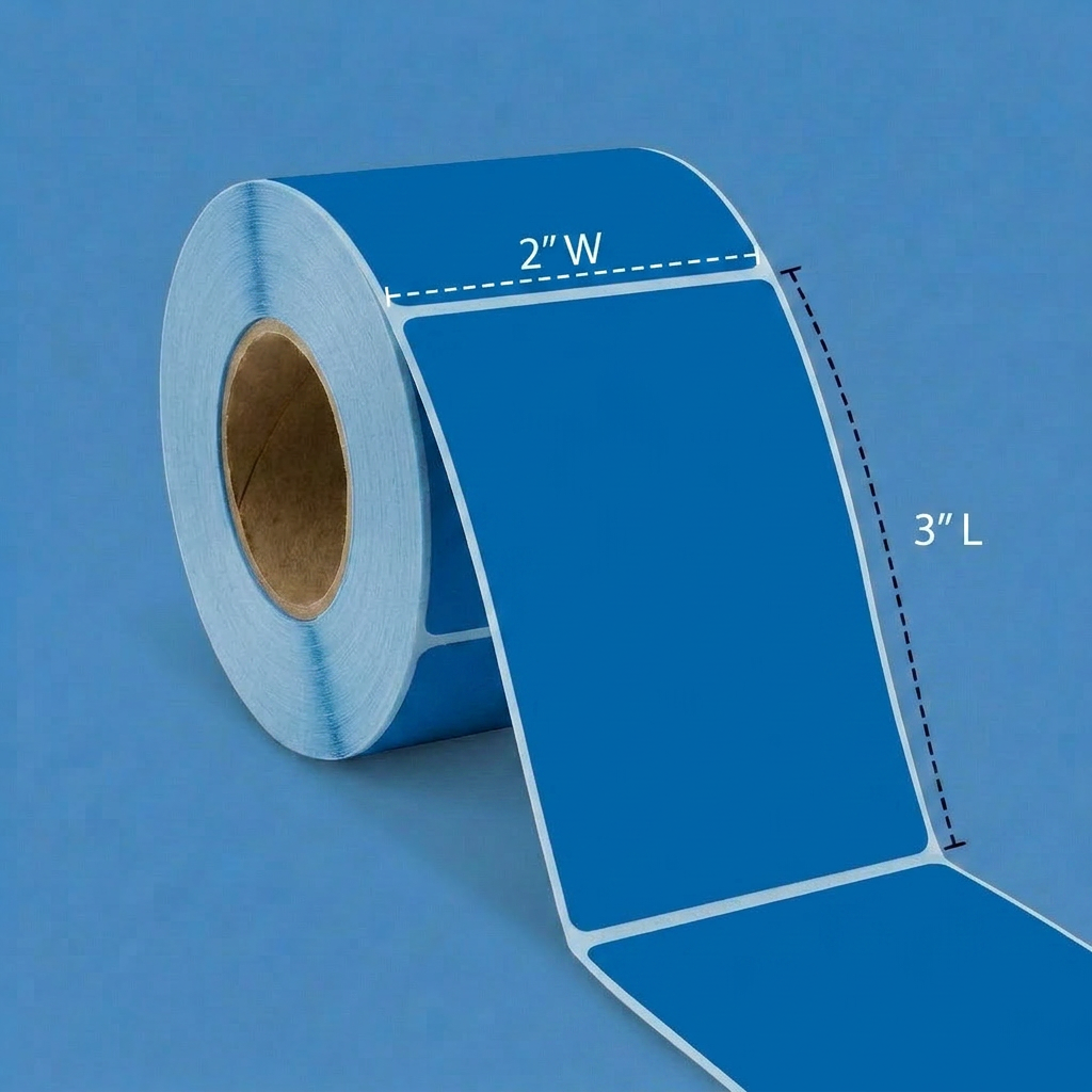 Thermal Transfer Floodcoated Blue (PMS 290) Paper Labels||2 x 3 – Industrial
